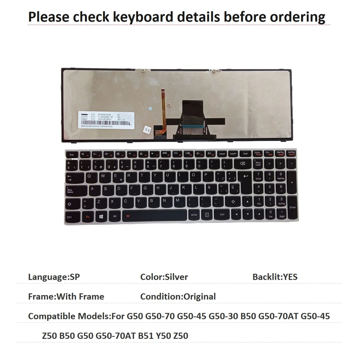US UI Russian Spanish Backlit Keyboard For Lenovo G50 G50-70 G50-45 G50-30 B50 G50-70AT G50-45 Z50 B50 G50 G50-70AT B51 Y50 Z50 Lenovo laptop repair parts