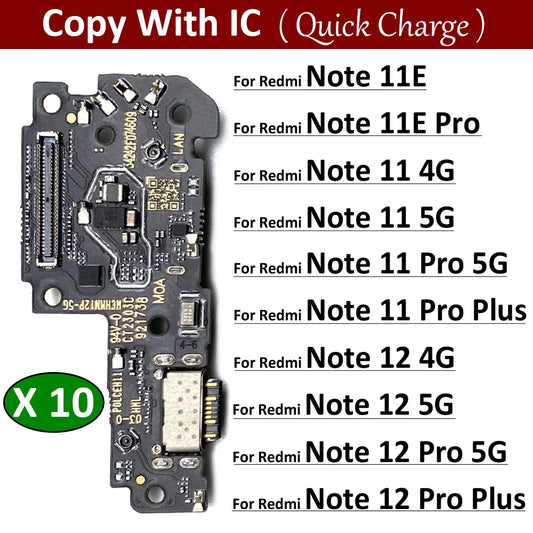 10Pcs, Dock Connector Micro USB Charger Charging Port Flex Cable Micro Board For Xiaomi Redmi Note 11 11E 12 13 Pro Plus 4G 5G  Xiaomi  Xiao mi phone repair parts