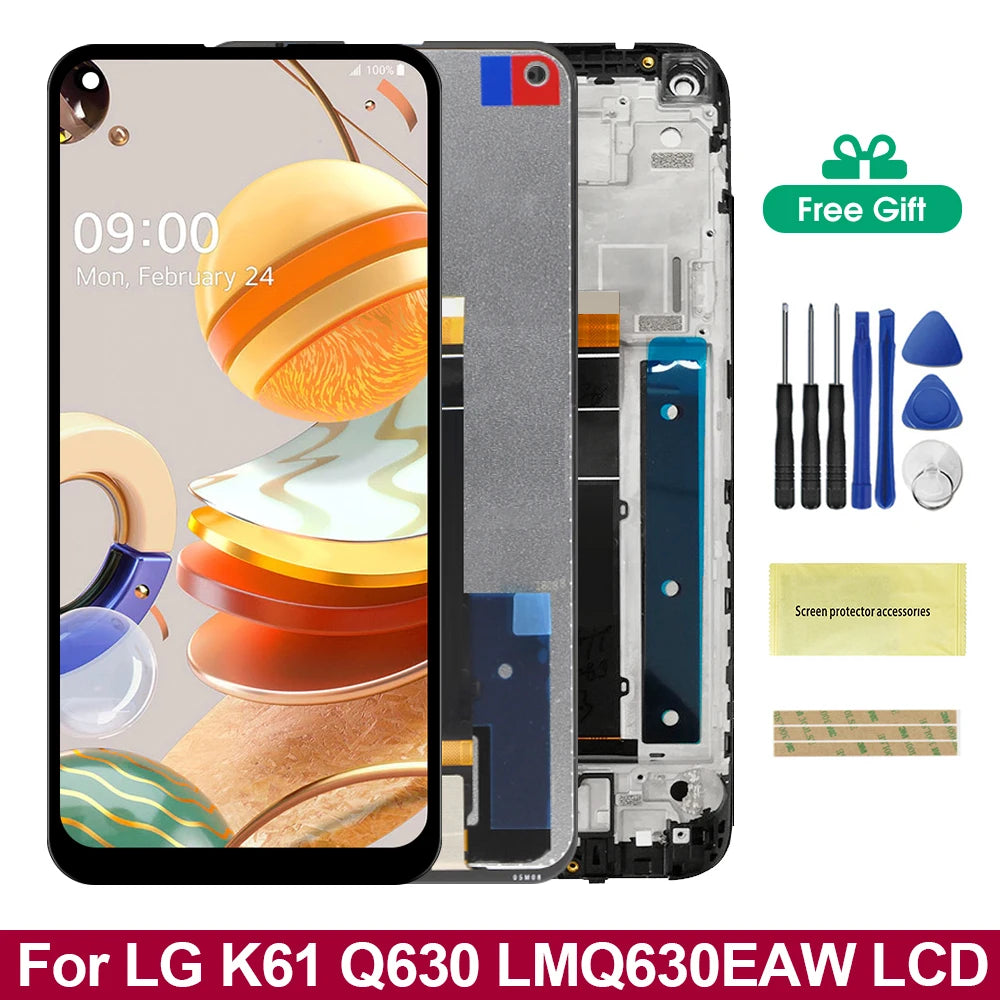 6.53'' For LG K61 LCD Touch Screen Digitizer Assembly With Frame For LG Q61 LMQ630EAW LM-Q630 Screen Display Replacement Part LG phone repair parts