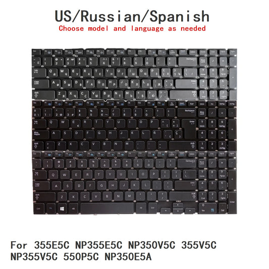 New US Russian Spanish Language  Keyboard For Samsung 355E5C NP355E5C NP350V5C 355V5C NP355V5C 550P5C NP350E5A  SAMSUNG laptop repair parts