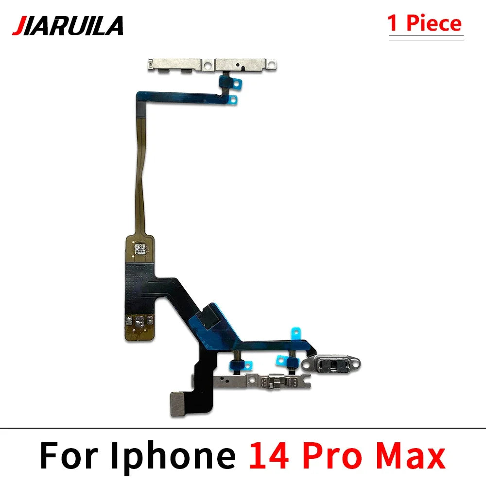 10Pcs, Power Switch On Off Button Volume control Key Button Flex Cable For iPhone 13 14 15 Pro Max Plus Mini iPhone phone repair parts