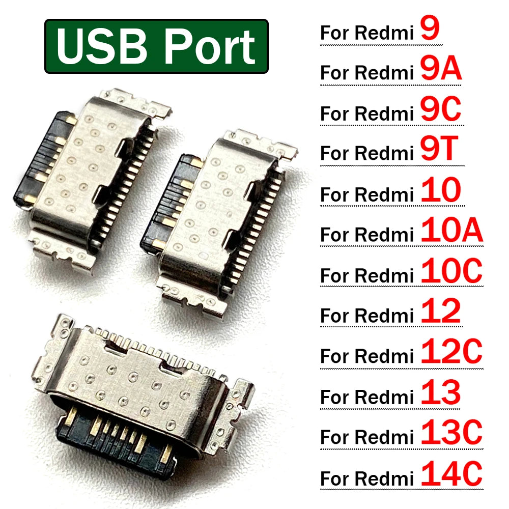 New USB Charging Port Connector Charge Jack Socket Plug Dock For Xiaomi Redmi 8 8A 9 9A 9C 9T 10 10A 10C 12 12C 13 13C 14C 4G 5G  Xiaomi  Xiao mi phone repair parts