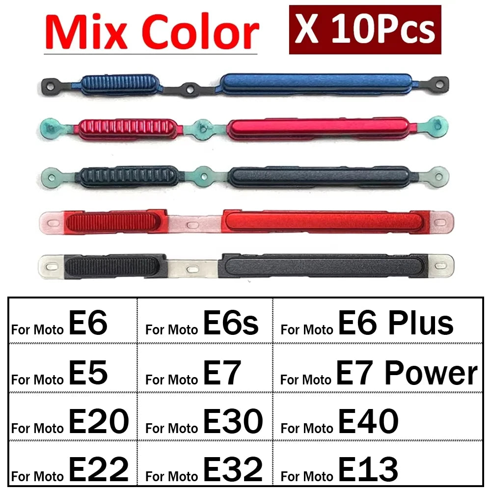10Pcs,  Side Key Power and Volume Button For Motorola Moto E5 E6 E6s Plus E7 Power E20 E30 E40 E13 E32 E22 Replacement Parts Motorola phone repair parts