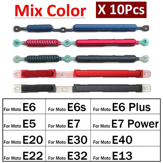 10Pcs,  Side Key Power and Volume Button For Motorola Moto E5 E6 E6s Plus E7 Power E20 E30 E40 E13 E32 E22 Replacement Parts Motorola phone repair parts
