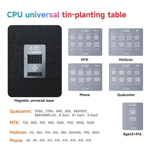 Xinzhizao XZZ L23 CPU Universal CPU Reballing Stencil Platform for IPhone A8-A16 Android Lower Steel Mesh Positioning Plate Tool Professional Repair Tools