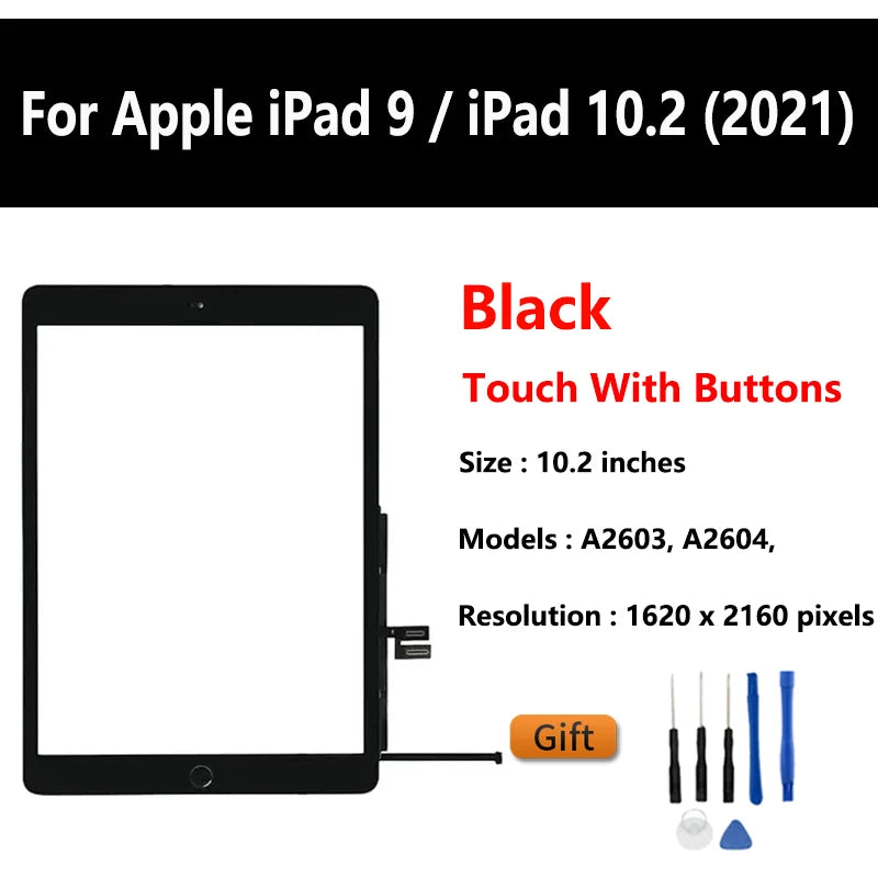 10.2"For Apple iPad 9 / iPad 10.2 (2021) Touch Screen Digitizer Glass Panel & LCD Display A2603 / A2604 Tablet Screen  iPad repair parts