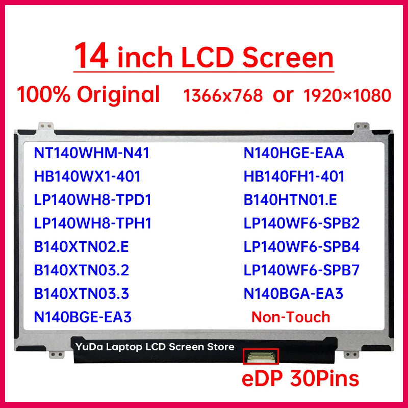 14 Inch Laptop LCD Screen For Lenovo ThinkPad E450 E450c E455 E460 E465 E470 E475 Display Matrix Panel Replacement eDP 30 Pins Lenovo laptop repair parts