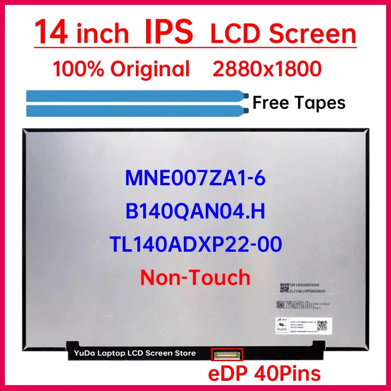 14" LCD Screen B140QAN04.H MNE007ZA1-6 TL140ADXP22-00 For Lenovo IdeaPad Pro 5 14AHP9 14IMH9 14IRH8 14APH8 14ARP8 Display Panel Lenovo laptop repair parts