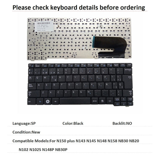 New Spanish Language  Keyboard For Samsung N150 plus N143 N145 N148 N158 NB30 NB20 N102 N102S N148P NB30P Replacement Keyboard SAMSUNG laptop repair parts