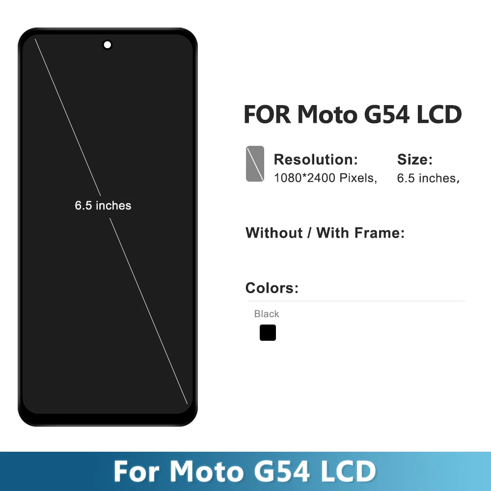 For Motorola Moto G54 LCD Display Touch Screen Frame Digitizer Full Assembly for Motorola Moto G54 XT2343 XT2343-1-2-5 Motorola phone repair parts