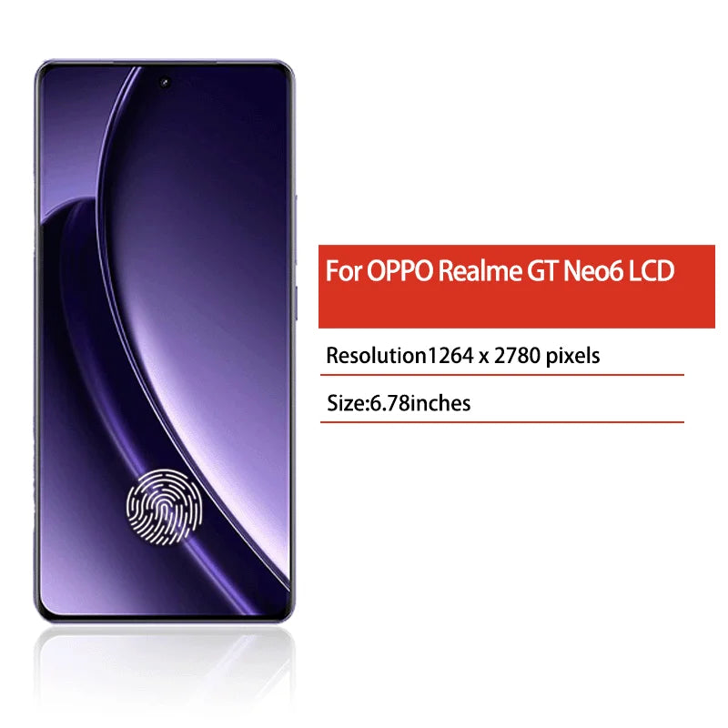 6.78“AMOLED For Realme GT Neo6 Lcd RMX3852 Display Touch Panel Screen Digitizer For Realme GT Neo 6 LCD Replacement Oppo phone repair parts Realme phone repair parts