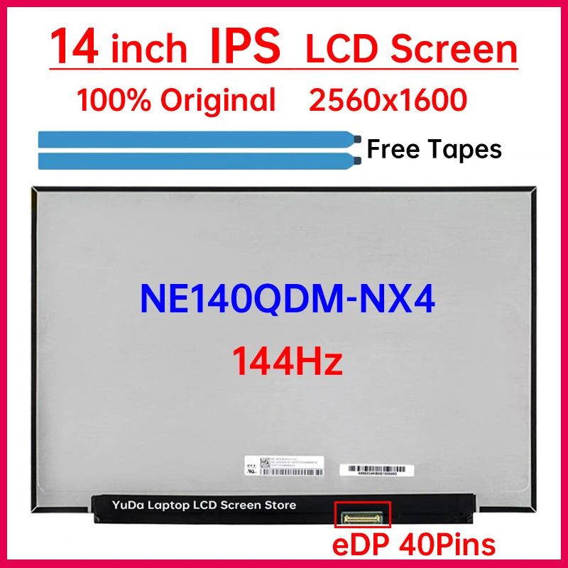 14 Inch 144Hz Laptop LCD Screen NE140QDM NX4 NE140QDM-NX4 Display Matrix Panel Replacement IPS 100% sRGB 2560x1600 eDP 40 Pins Laptop screen replacement