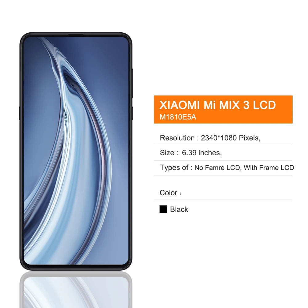 6.4" Mix3 Display Screen Replacement, for Xiaomi Mi Mix 3 M1810E5A LCD Display Digital Touch Screen with Frame  for Mix 3 5G Xiaomi phone repair parts