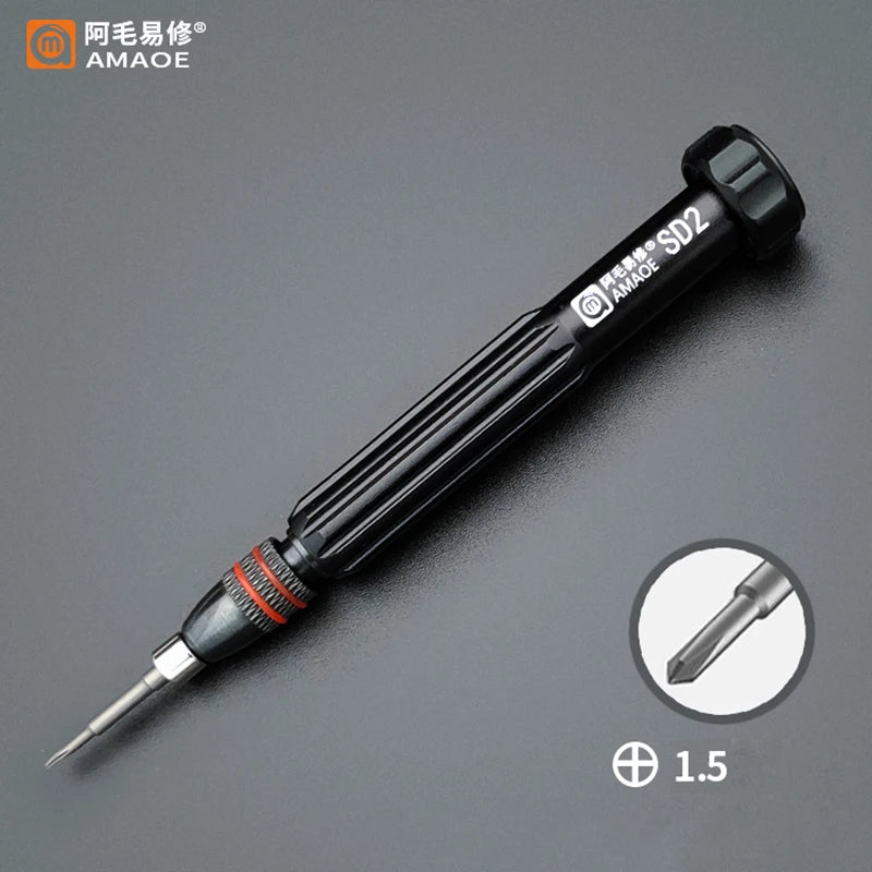 AMAOE SD2 Precision Screwdriver Torx Pentalobe Tri Wing Magnetic S2 Steel Bits Screw Driver for Camera Watch Mobile Phone Repair Professional Repair Tools