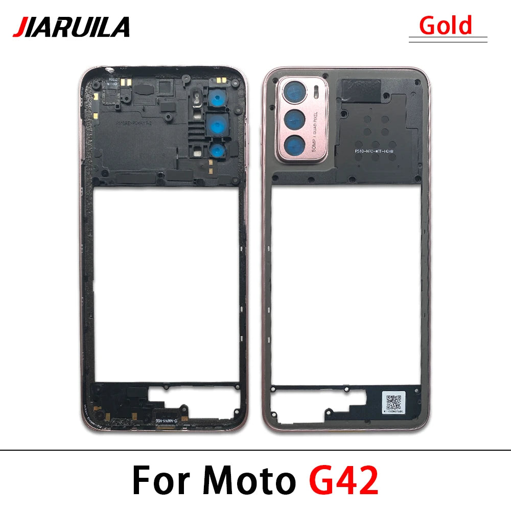 10Pcs， For Motorola For Moto G22 G42 G52 G82 G84 Middle Housing Cover Frame Bezel with Lens Glass Frame Parts Motorola phone repair parts