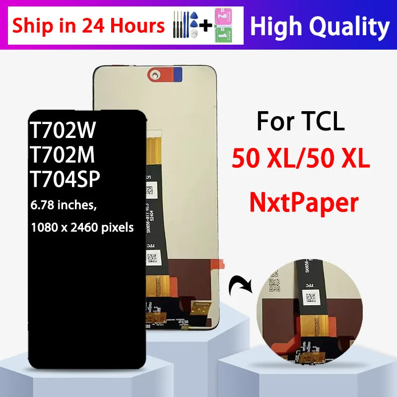 6.78"IPS LCD For TCL 50 XL/ 50XL Nxtpaper 5G LCD Display Touch Screen Digitizer T702W T702M T704SP Display With Frame TCL phone repair parts