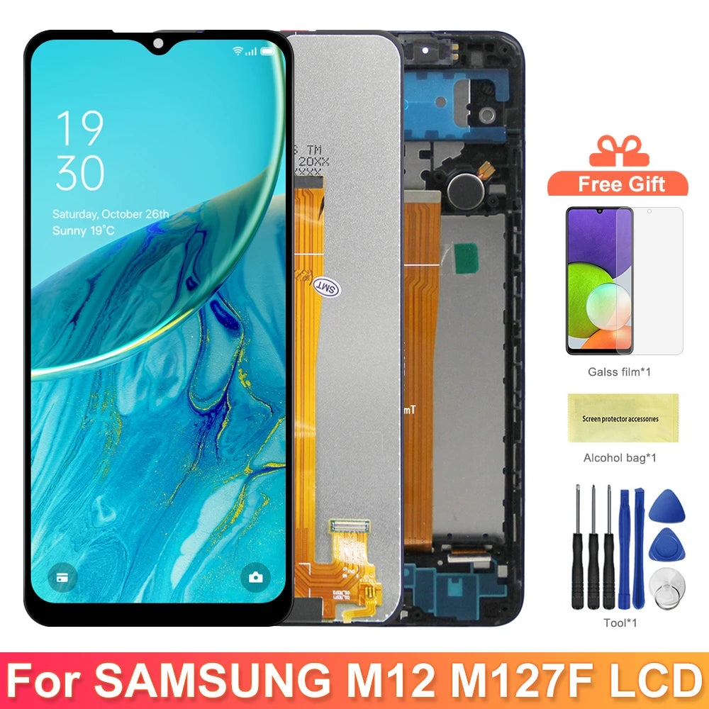 M12 Display Screen Replacement, for Samsung Galaxy M12 M127 M127F M127F/DSN Lcd Display Digital Touch Screen Assembly Parts Samsung phone repair parts