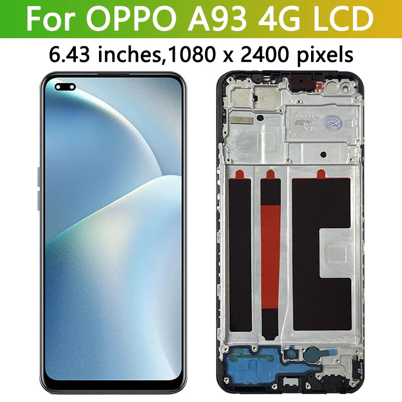 Super AMOLED For Oppo A93 Display Screen For OPPO A93 4G CPH2121, CPH2123 LCD Display Touch Screen Digitizer Assembly  Oppo phone repair parts