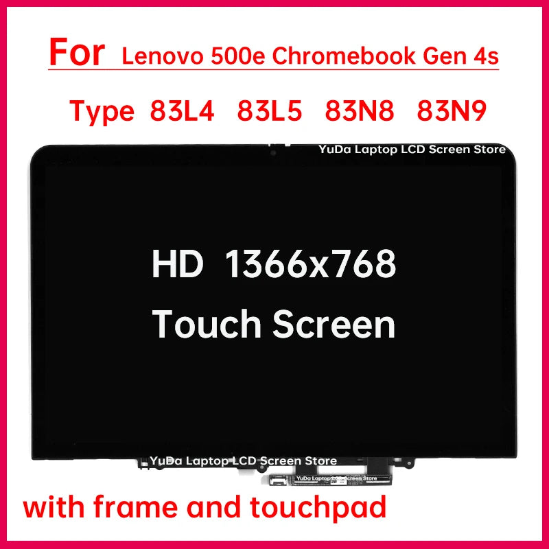 11.6" Touch Screen For Lenovo 500e Chromebook Gen 4s Type 83L4 83L5 83N8 83N9 LCD Display Digitizer + Frame Assembly Replacement Lenovo laptop repair parts