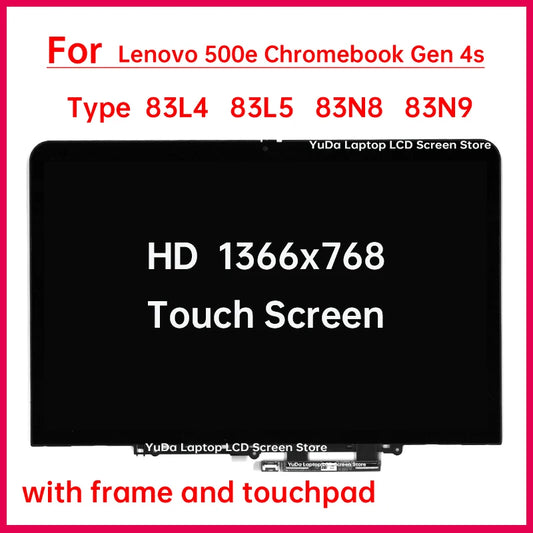 11.6" Touch Screen For Lenovo 500e Chromebook Gen 4s Type 83L4 83L5 83N8 83N9 LCD Display Digitizer + Frame Assembly Replacement Lenovo laptop repair parts