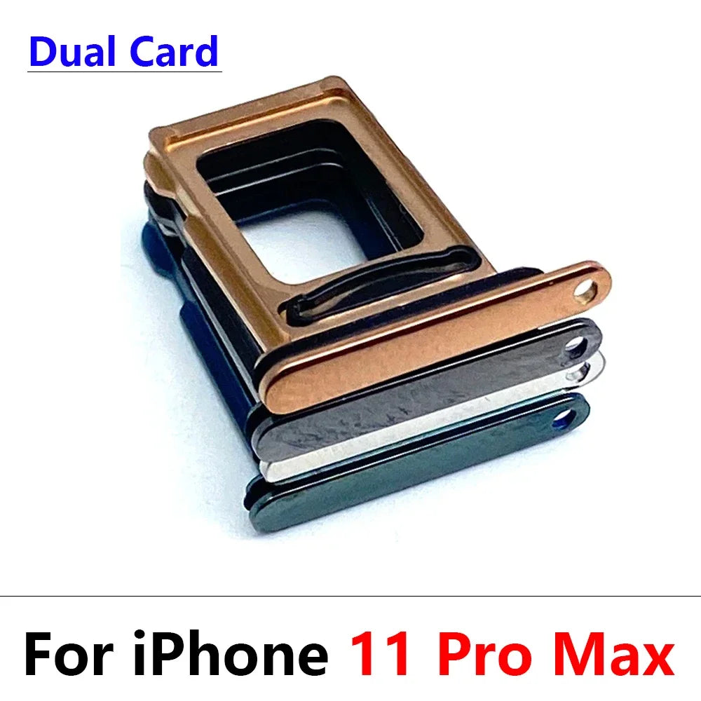 10Pcs, Dual SIM Card Slot SD Card Tray Holder Adapter For iPhone 11 12 13 14 15 16 17 Pro Max Mini Plus iPhone phone repair parts