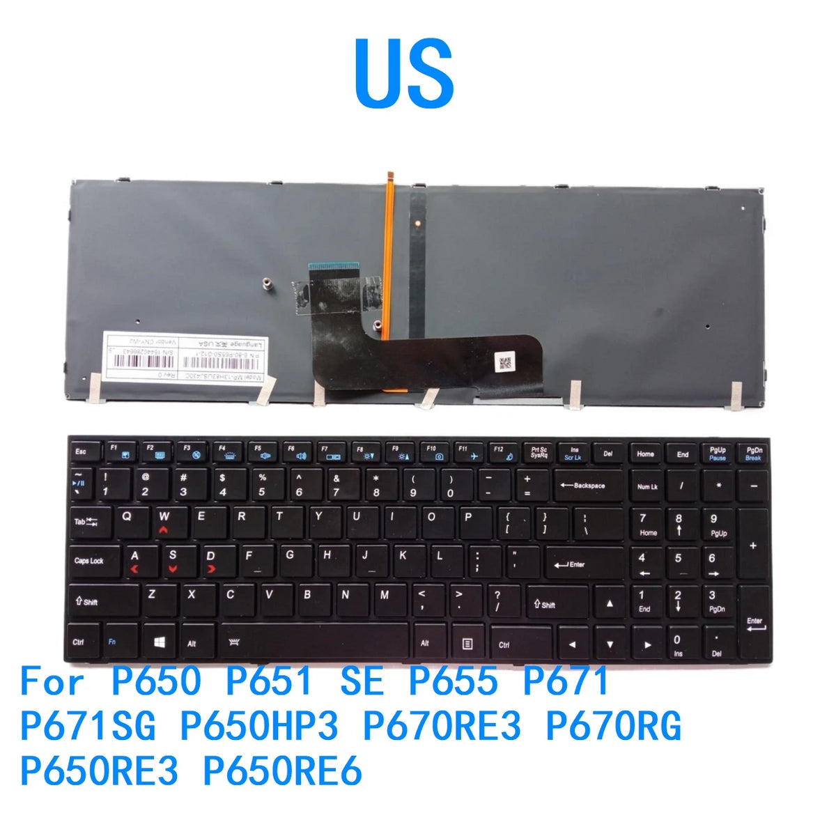 New US language  Backlit Keyboard For CLEVO P650 P651 SE P655 P671 P671SG P650HP3 P670RE3 P670RG P650RE3 P650RE6  HP laptop repair parts
