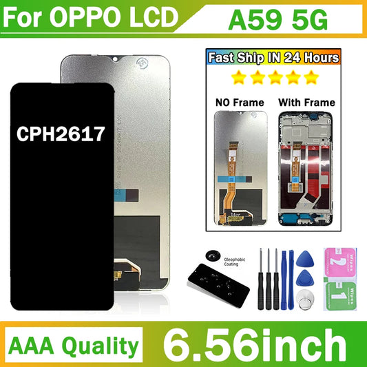 A59 Display Screen Replacement For Oppo A59 5G CPH2617 LCD Display Touch Panel Screen Digitizer Assembly With Frame Oppo phone repair parts Realme phone repair parts