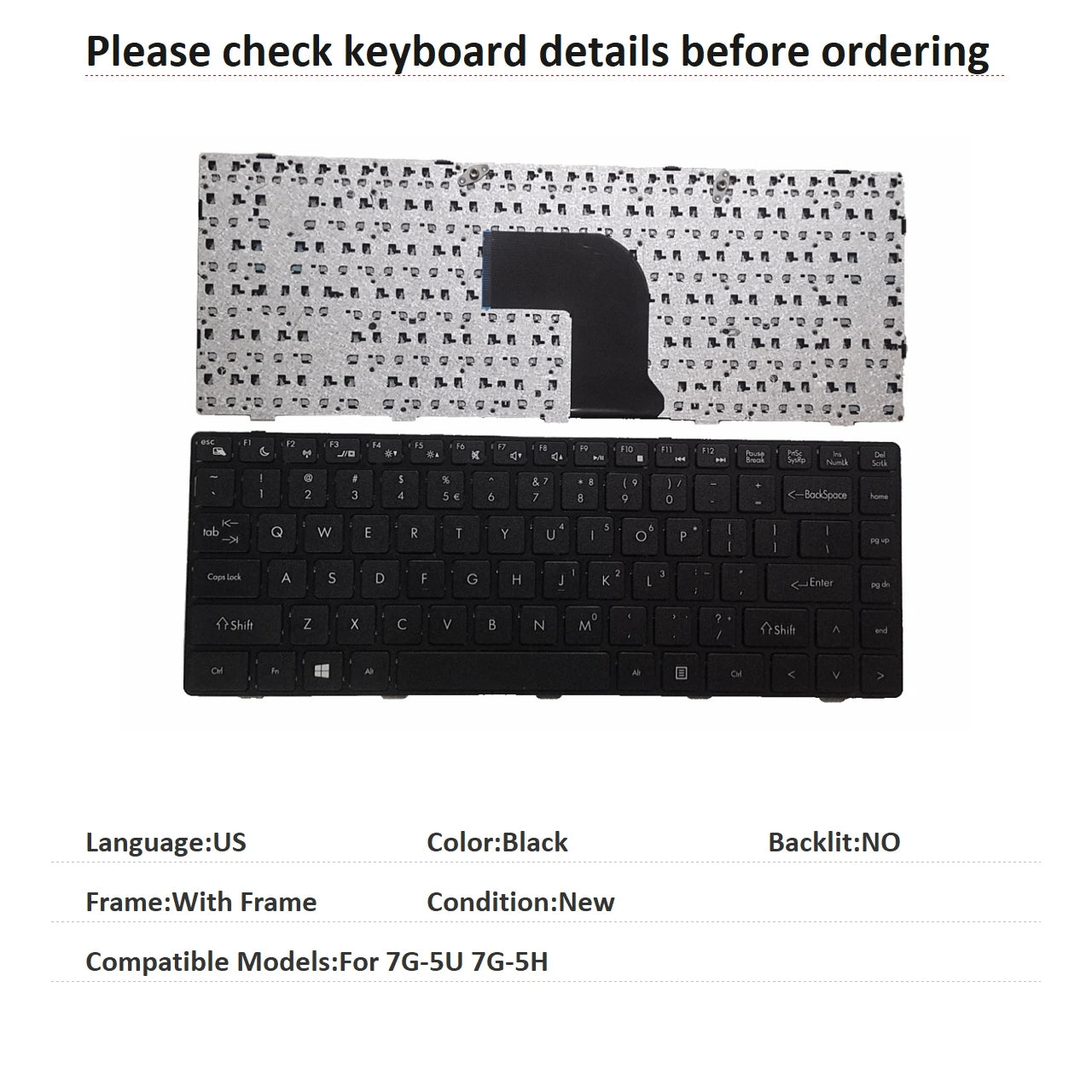 New US UI Language  Keyboard For Haier 7G-5U 7G-5H Notebook PC Replacement Keyboard