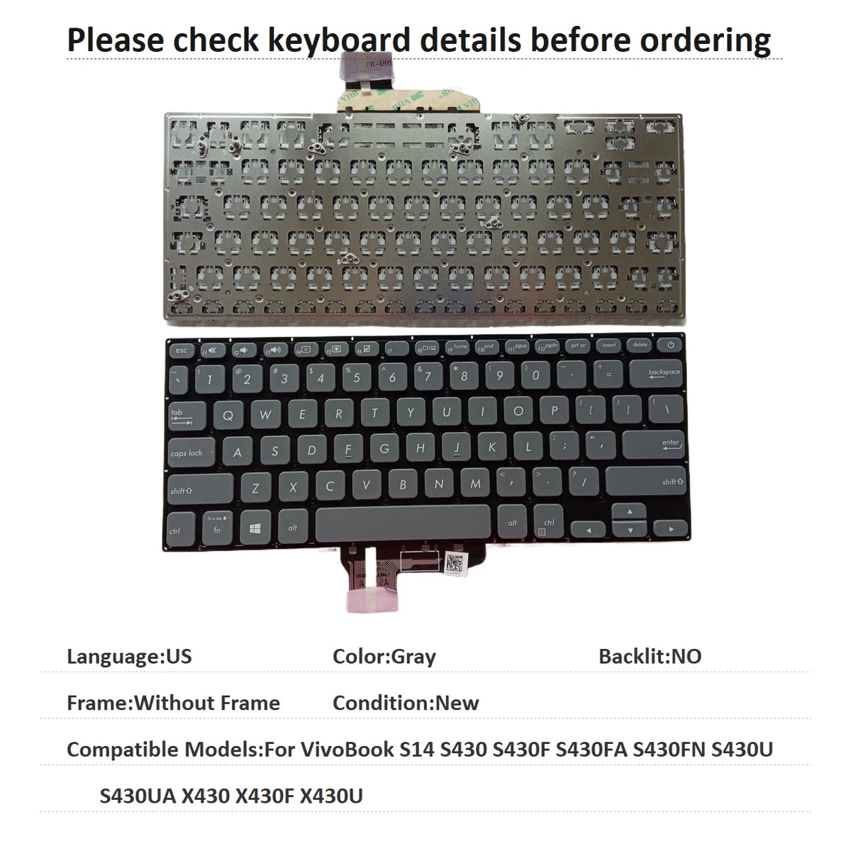 New US Language  Backlit Keyboard For ASUS VivoBook S14 S430 S430F S430FA S430FN S430U S430UA X430 X430F X430U ASUS laptop repair parts