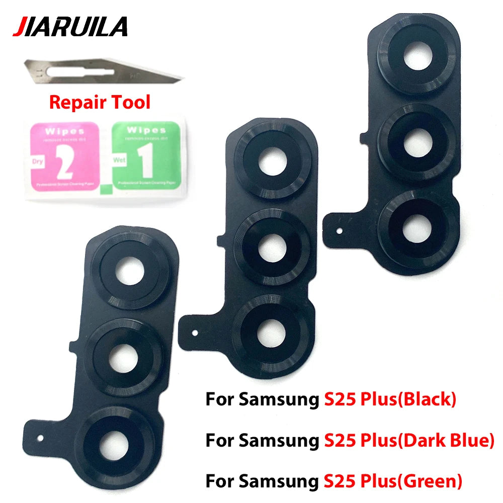 New Rear Camera Glass Lens Cover With Frame Holder with Sticker For Samsung S25 Plus S25 Ultra Replacement Parts Samsung phone repair parts