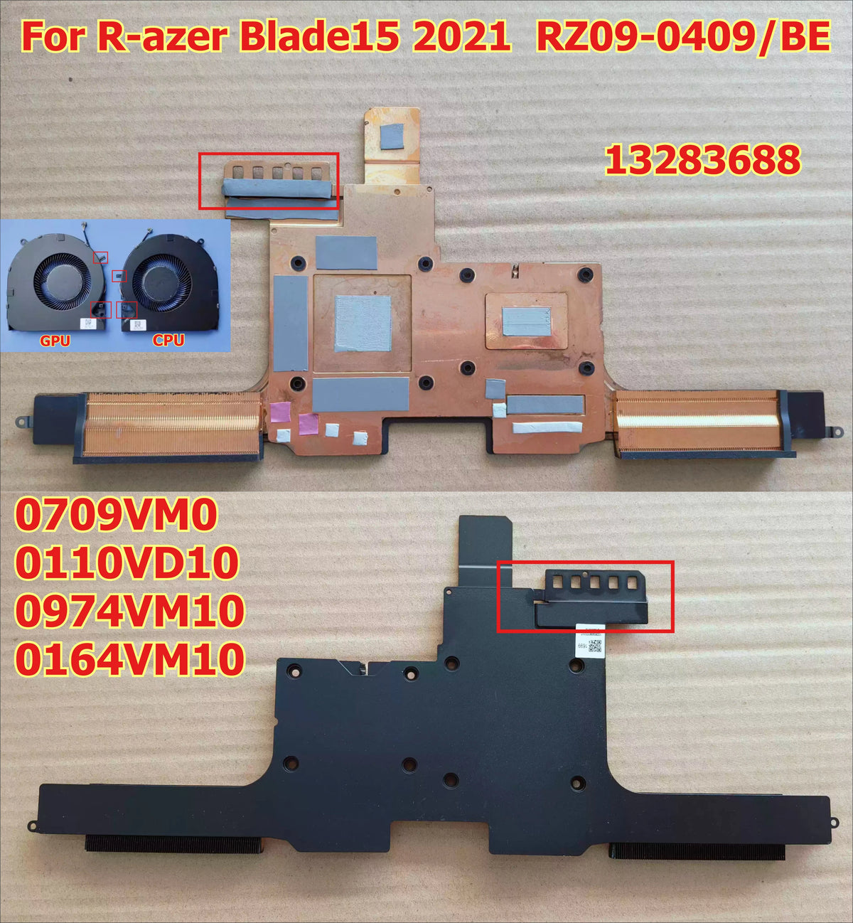 CPU/GPU Cooler Heatsink Fan Radiator For Razer Blade15 2021 Advanced RZ09-0409/BE 13283688 0709VM0 0110VD10 0974VM10 0164VM10 Razer laptop repair parts