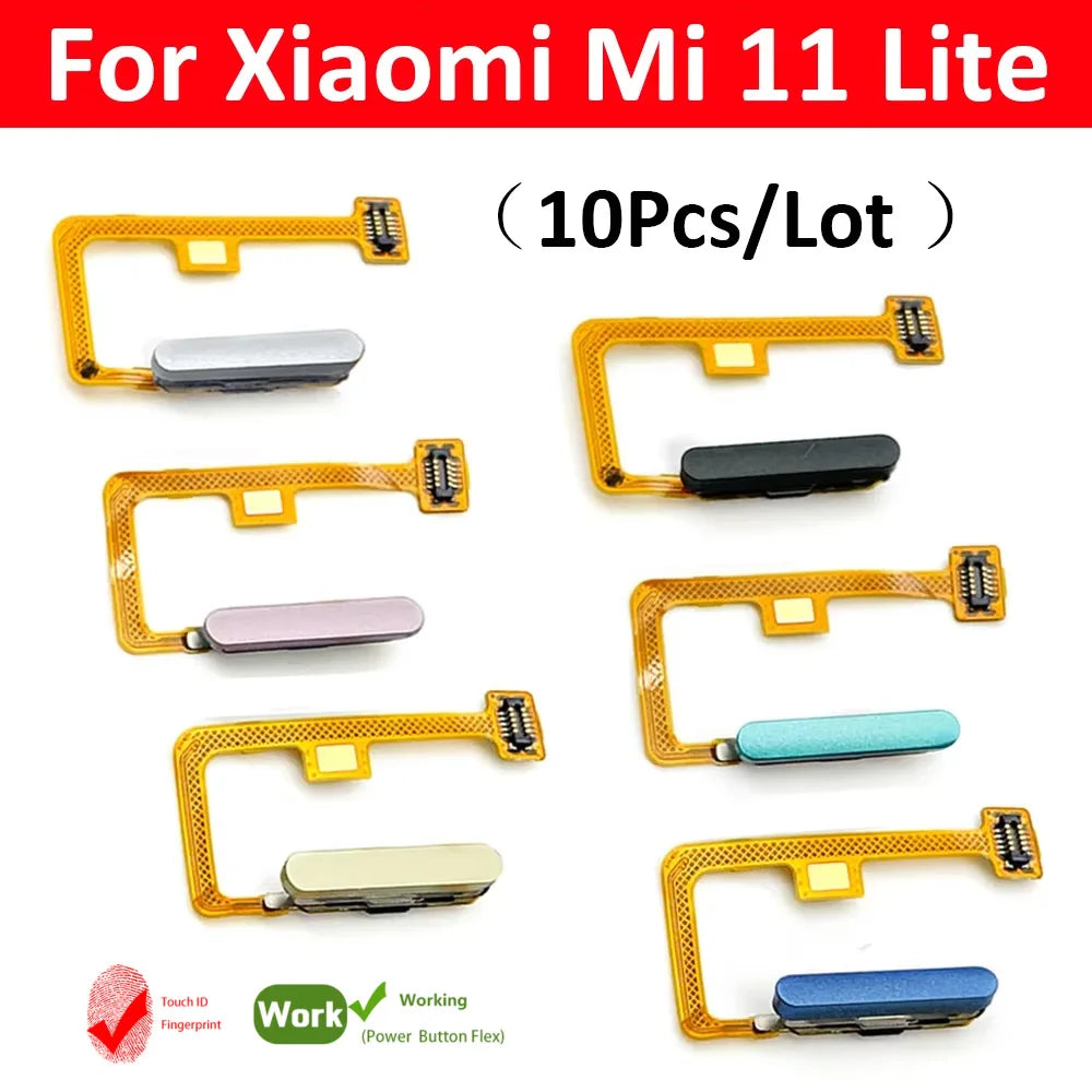 10Pcs/Lot,  Home Button FingerPrint Sensor Flex Cable Ribbon For Xiaomi Mi 11 Mi11 Lite Replacement Parts Xiaomi  Xiao mi phone repair parts