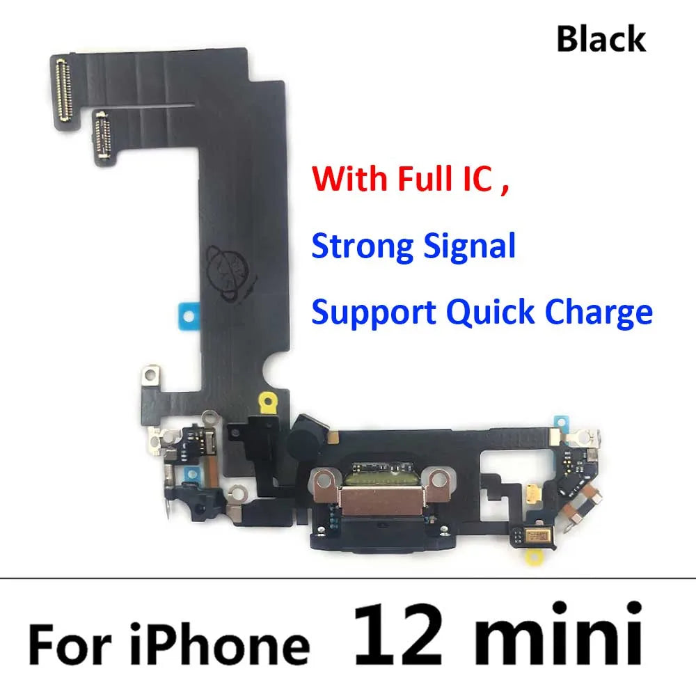New USB Charging Port Charger Board Flex Cable For iPhone 12 Pro Max 12 mini Dock Plug Connector With Microphone iPhone phone repair parts