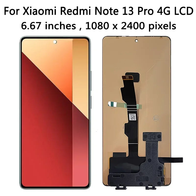 6.67"AMOLED for Xiaomi Redmi Note 13 Pro 4G 23117RA68G 2312FPCA6G Lcd Display Digital Touch Screen with Frame Assembly Xiaomi phone repair parts