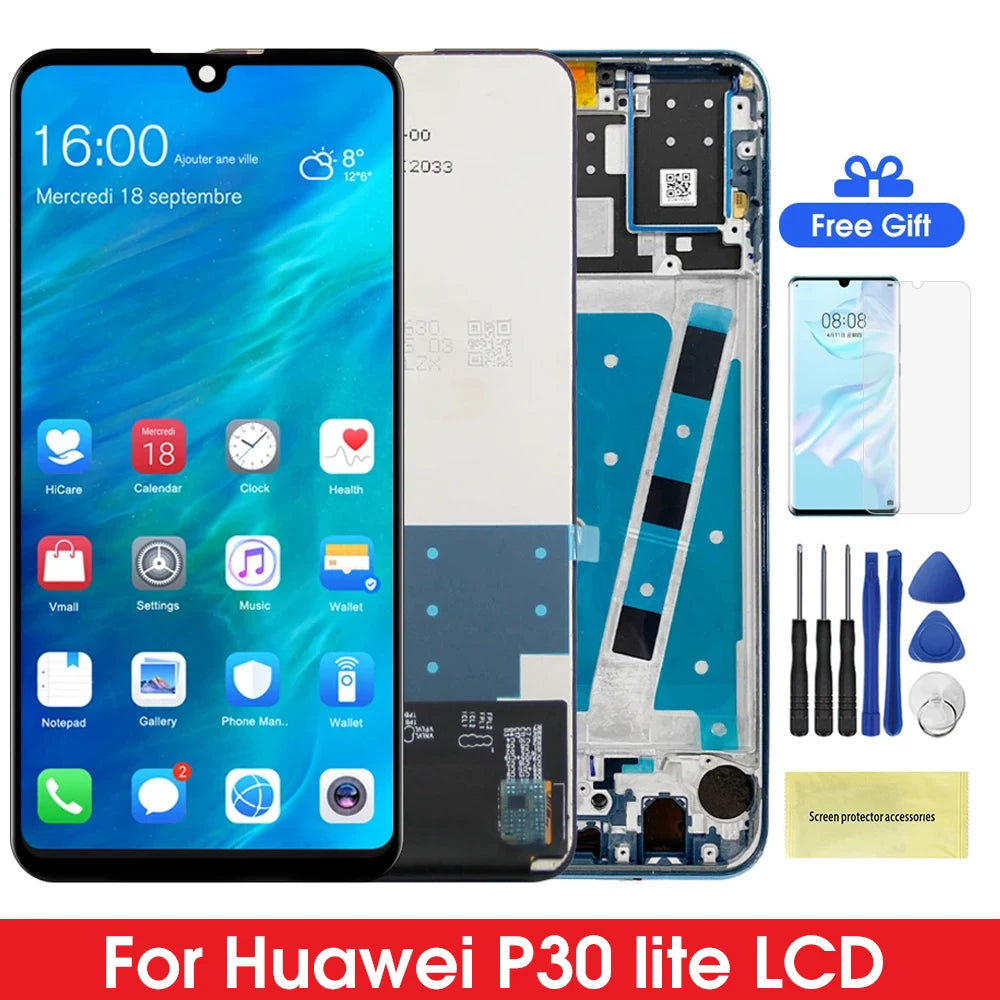 P30 Lite Display Screen with Frame, for Huawei P30 lite MAR-L01A MAR-L21A Lcd Display Digital Touch Screen for Huawei P30 lite HUAWEI phone repair parts