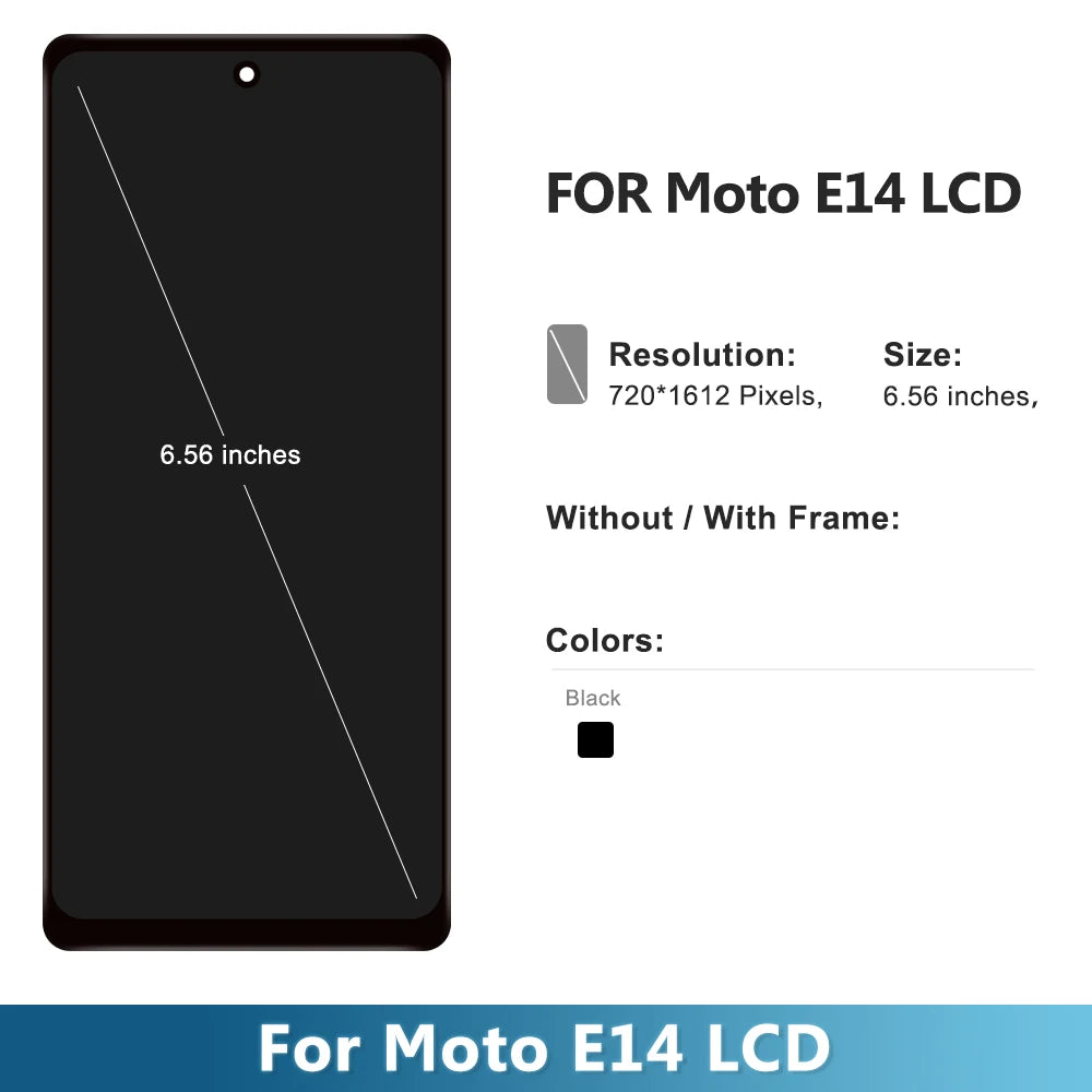6.56" IPS For Motorola Moto E14 LCD Touch Screen Digiziter Assembly For Motorola Moto E14 XT2421-14 LCD Frame Replacement Parts Motorola phone repair parts