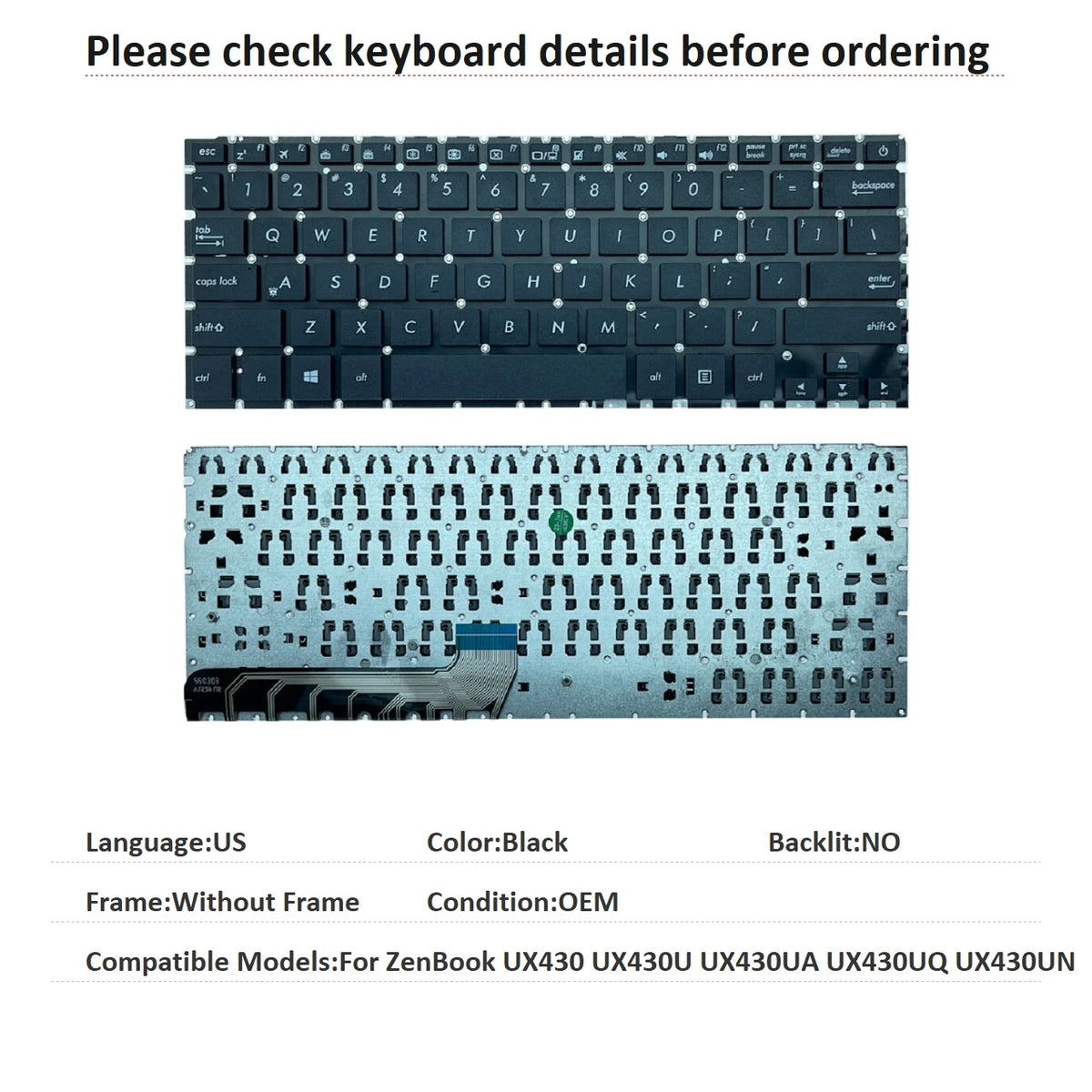 New US Language  Backlit Keyboard For ASUS ZenBook UX430 UX430U UX430UA UX430UQ UX430UN Notebook PC Replacement Keyboard ASUS laptop repair parts