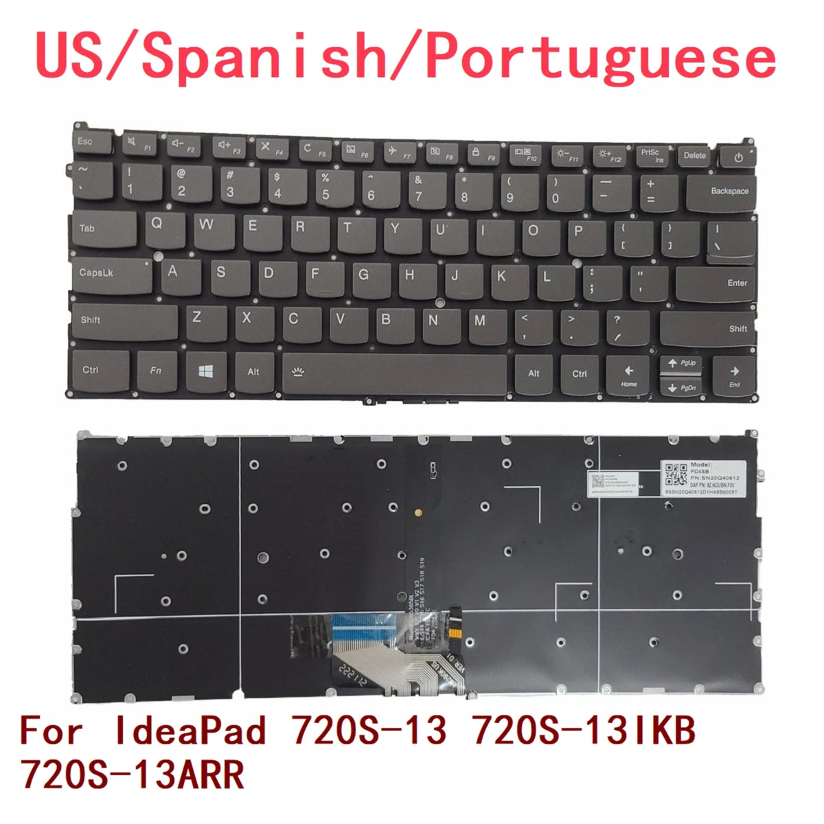 New US Spanish Portuguese Laptop Backlit Keyboard For Lenovo IdeaPad 720S-13 720S-13IKB 720S-13ARR Notebook PC Replacement Lenovo laptop repair parts