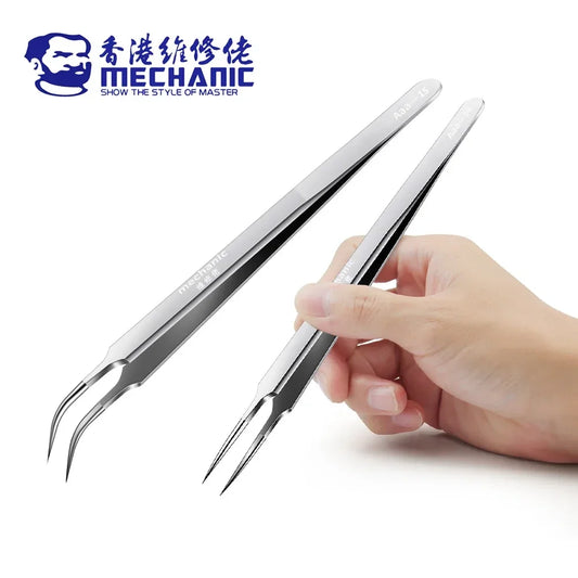 MECHANIC Aaa-14 Aaa-15 Stainless Steel Ultra Fine High Hardness Tenacity Durable Tweezers For SMD PCB BGA Motherboard Repair Professional Repair Tools