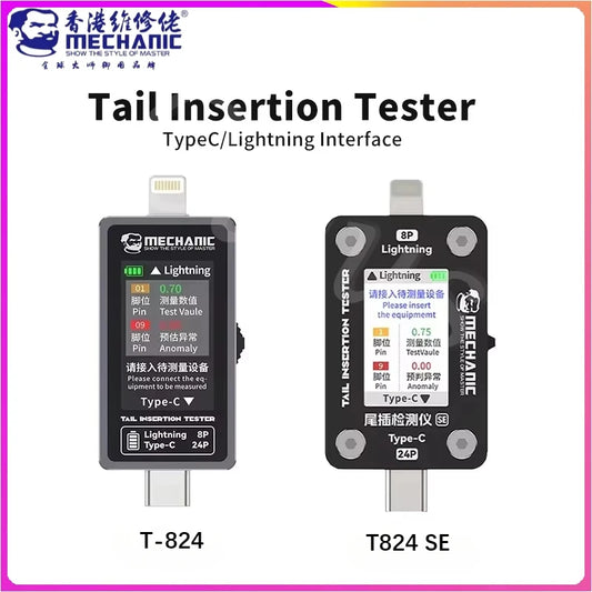 MECHANIC T-824 T824 SE Tail Insertion Tester Tail Insertion Detector Type-C Lightning I nterface for Phone Repair Tools Professional Repair Tools
