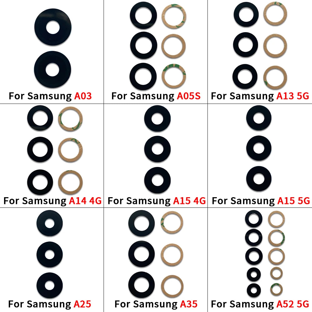 New Rear Back Camera Glass Lens For Samsung A04 A04s A04e A14 A24 A34 A54 A05 A05s A15 A25 A35 A55 4G 5G With Adhesive