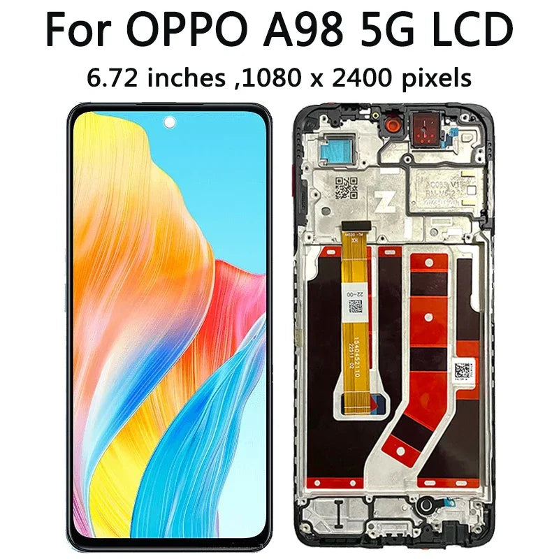 6.72" AAA+ For Oppo A98 5G LCD CPH2529 Display Touch Screen Digitizer Assembly For Samsung A98 Display With Frame Oppo phone repair parts Realme phone repair parts