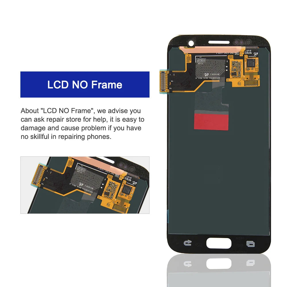 Super AMOLED S7 Display Screen, for Samsung Galaxy S7 G930 G930F G930FD Lcd Display Digital Touch Screen with Frame Replacement Samsung phone repair parts