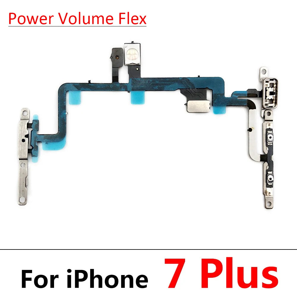 New Power On Off Flex For iPhone 7 7G 8 8G Plus X XR XS Max Volume Up Down Side Button Key Ribbon Flex Cable With Metal iPhone phone repair parts