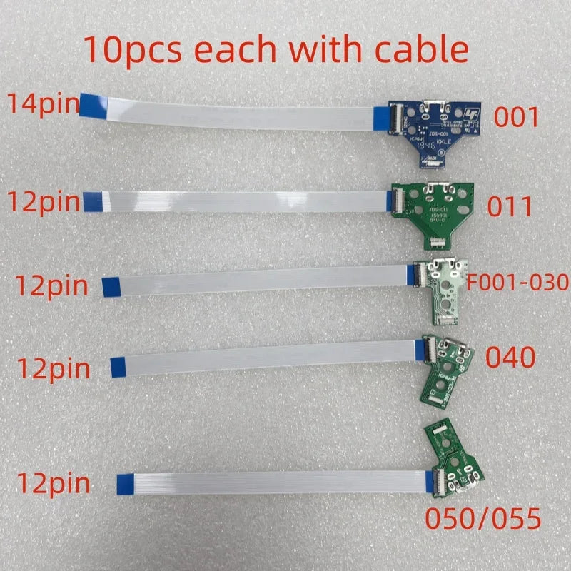 50pcs for JDS-001 JDS-011 JDS-030 F001 JDS-040 Jds 040 JDS-055 050 USB Charging Socket Board with Flex Cable for PS4 Controller Game console repair parts