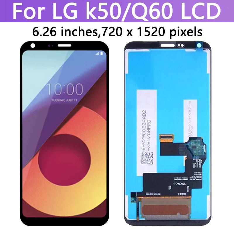 6.26" New For LG K50 Q60 k12 Max lcd Display Touch Screen Digitizer K12 Prime LMX520BMW  LMX525EAW Display With Frame LG phone repair parts