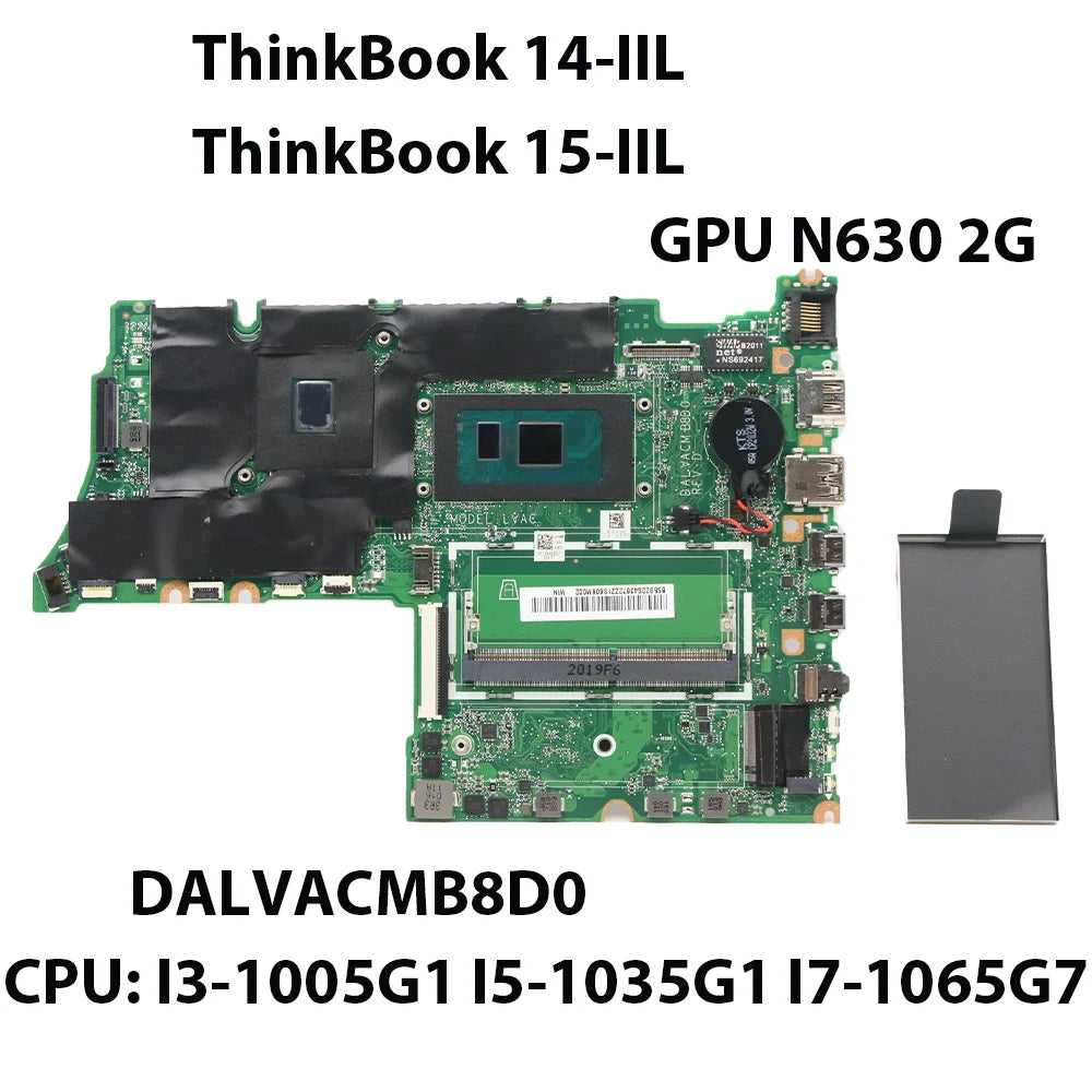Laptop Motherboard For Lenovo ThinkBook 14-IIL/15-IIL DALVACMB8D0 GPU:630 2G With CPU i3-1005G1 i5-1035G1 i7-1065G7 5B20S43875  Lenovo laptop repair parts