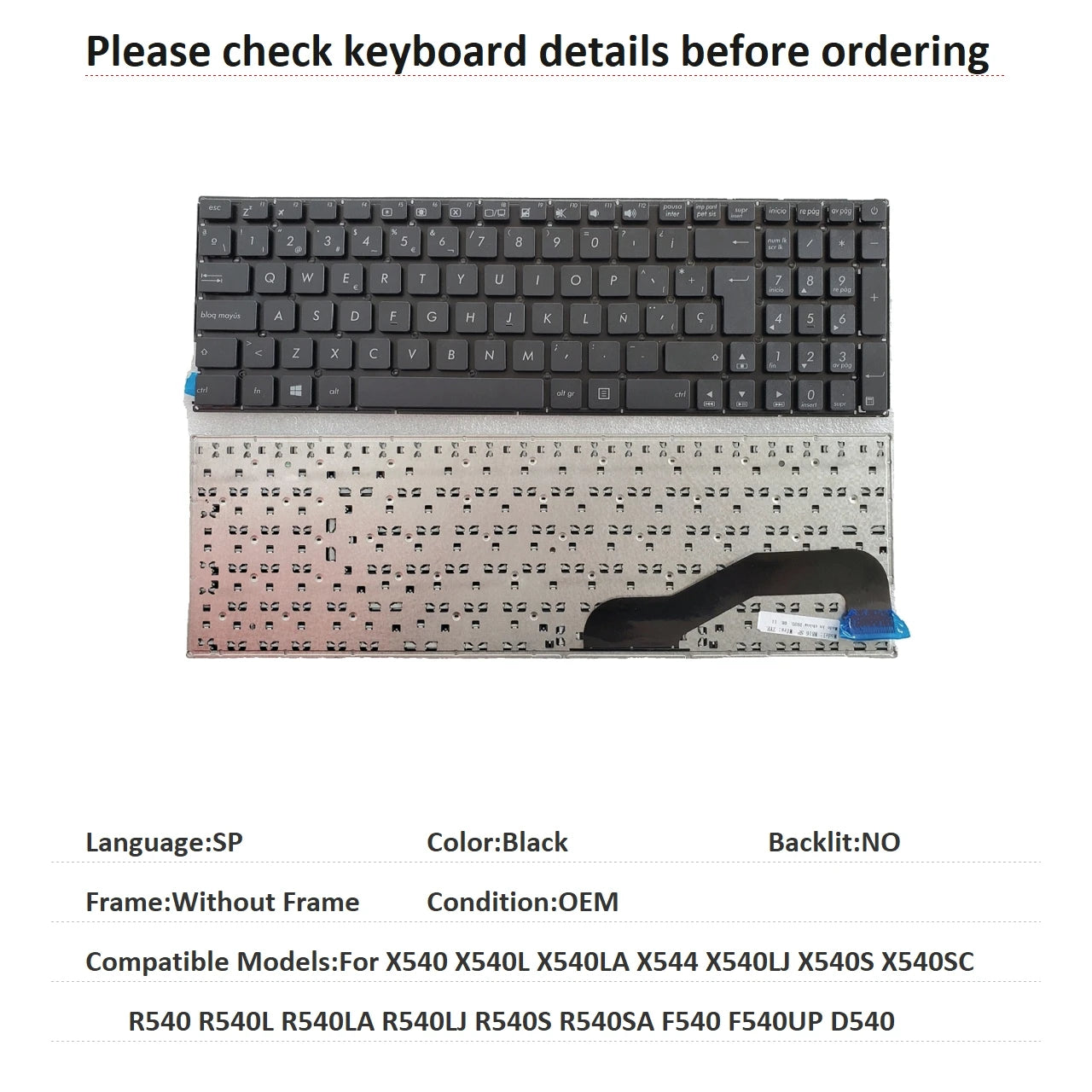 US RU SP AR Keyboard For ASUS X540 X540L X540LA X544 X540LJ X540S X540SC R540 R540L R540LA R540LJ R540S R540SA F540 F540UP D540 ASUS laptop repair parts