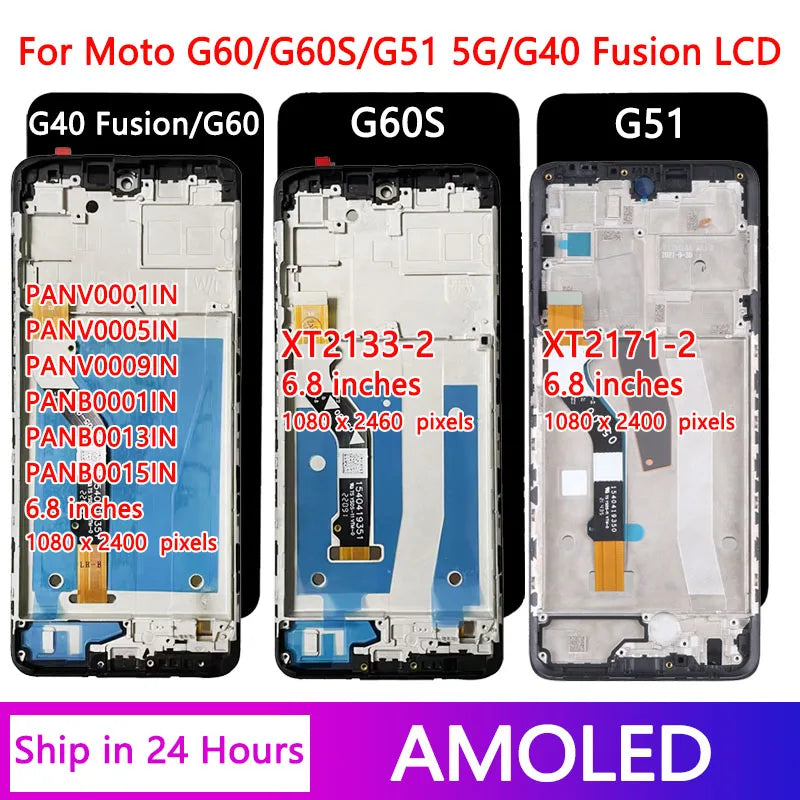 G40 Fusion Screen For Motorola Moto G60 G60S PANB0001IN XT2133-2 Display Touch Screen Assembly For Moto G51 5G XT2171-2 LCD Motorola phone repair parts