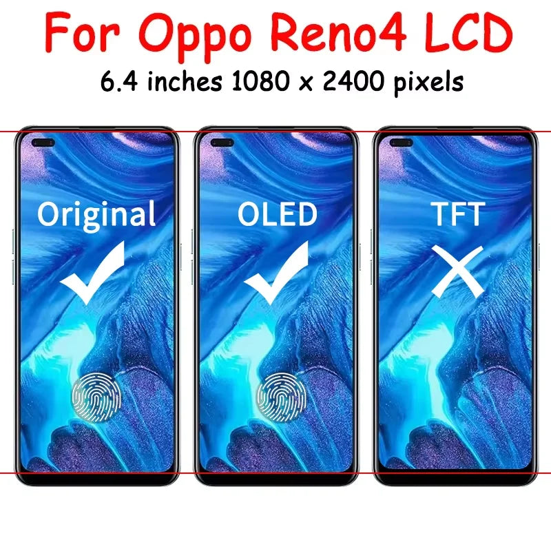 New Reno 4 LCD For OPPO Reno4 4G CPH2113 LCD Touch Screen Digitizer Assembly For Oppo Reno 4 5G PDPM00, PDPT00, CPH2091 Display Oppo phone repair parts Realme phone repair parts